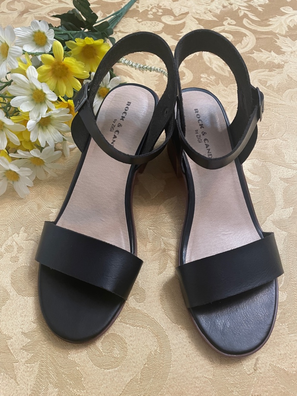 Rock & Candy Black Open-Toe Ankle Strap Sandals